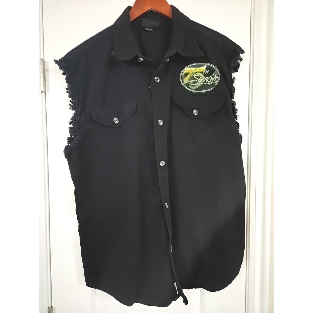 Sturgis 75th Anniversary 2015 Denim Vest Mens 2XL Black Hills Biker Rally XXL‎